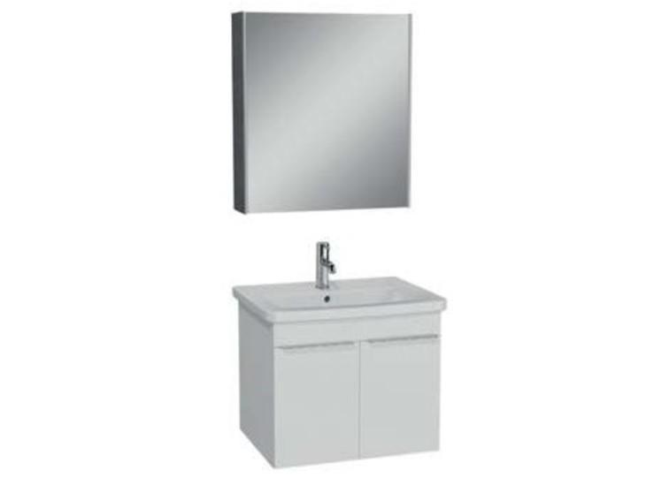 67097-Vitra Quadrum Set, Kapaklı Lavabo Dolabı, Dolaplı Ayna, 65cm, Parlak Beyaz