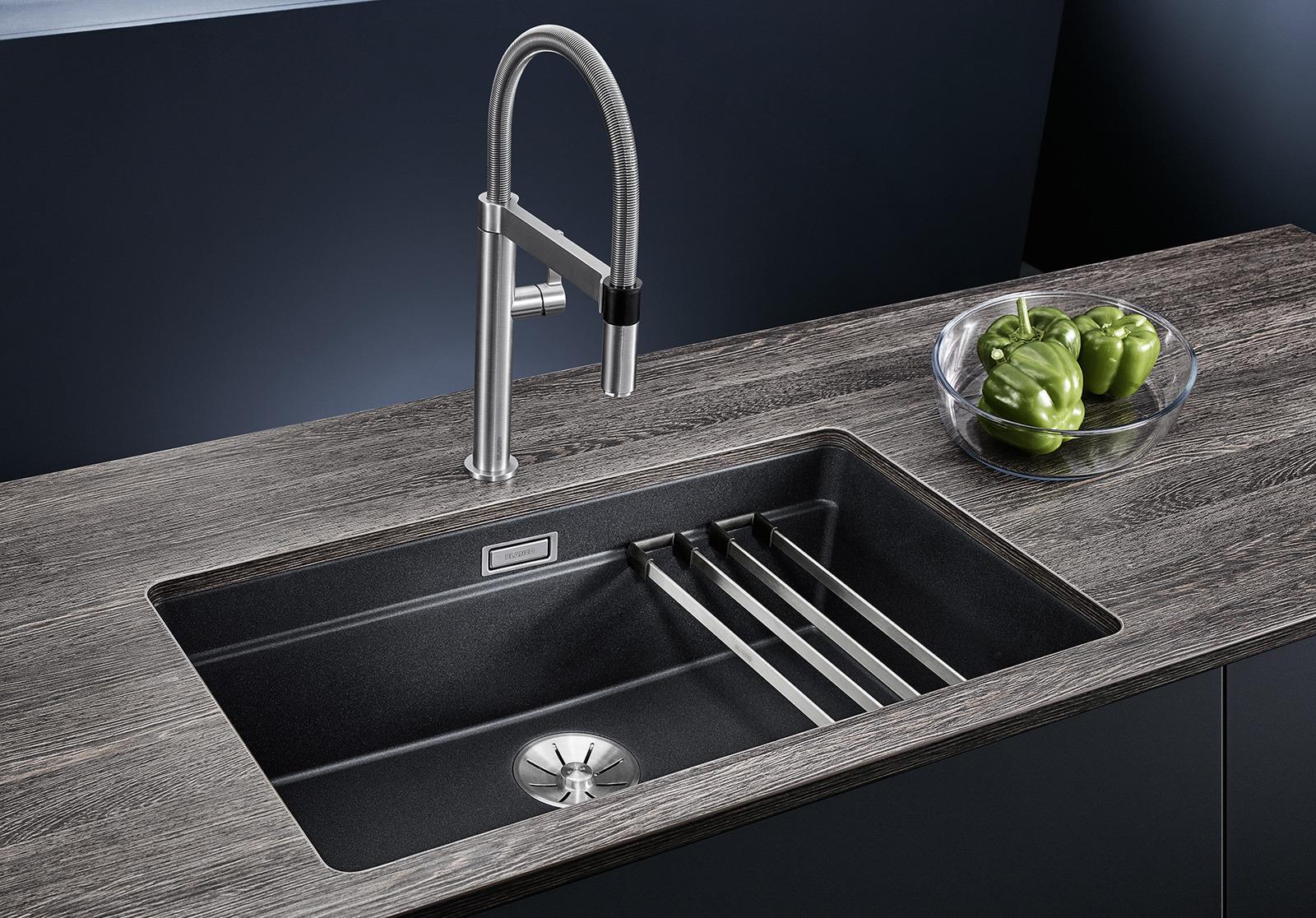 525891-Blanco Silgranit Eviye Etagon 700-U - Siyah