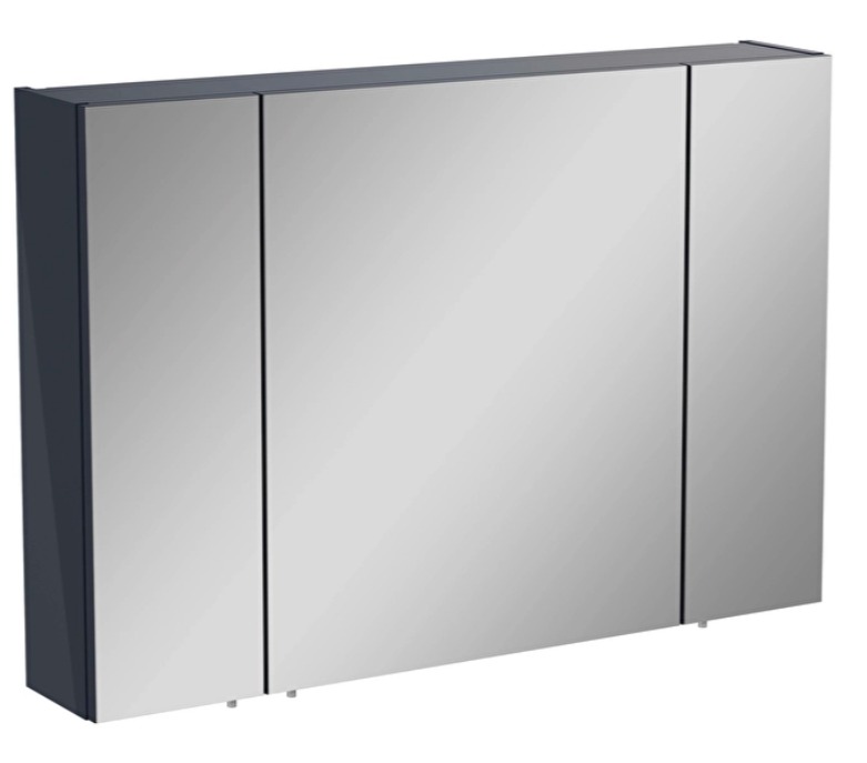 67752 - Vitra Mia Asimetrik Dolaplı Ayna 100cm Üç Kapaklı, Parlak Antrasit