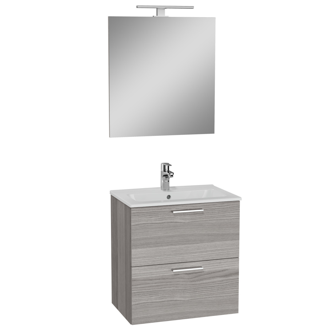 75103-Vitra Mia Aynalı Aydınlatmalı Dolap Seti - 2 Çekmeceli 60 cm- Cordoba