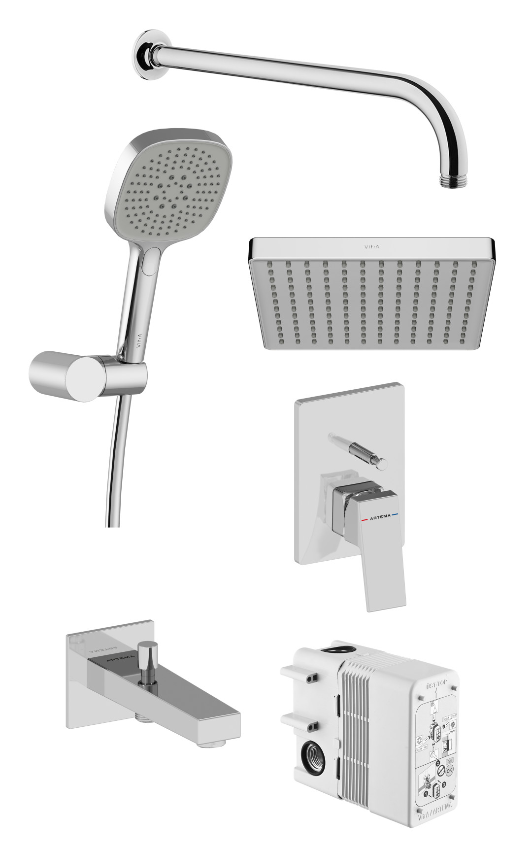 A49325 - Artema Minimax Square Ankastre Banyo Seti, Krom