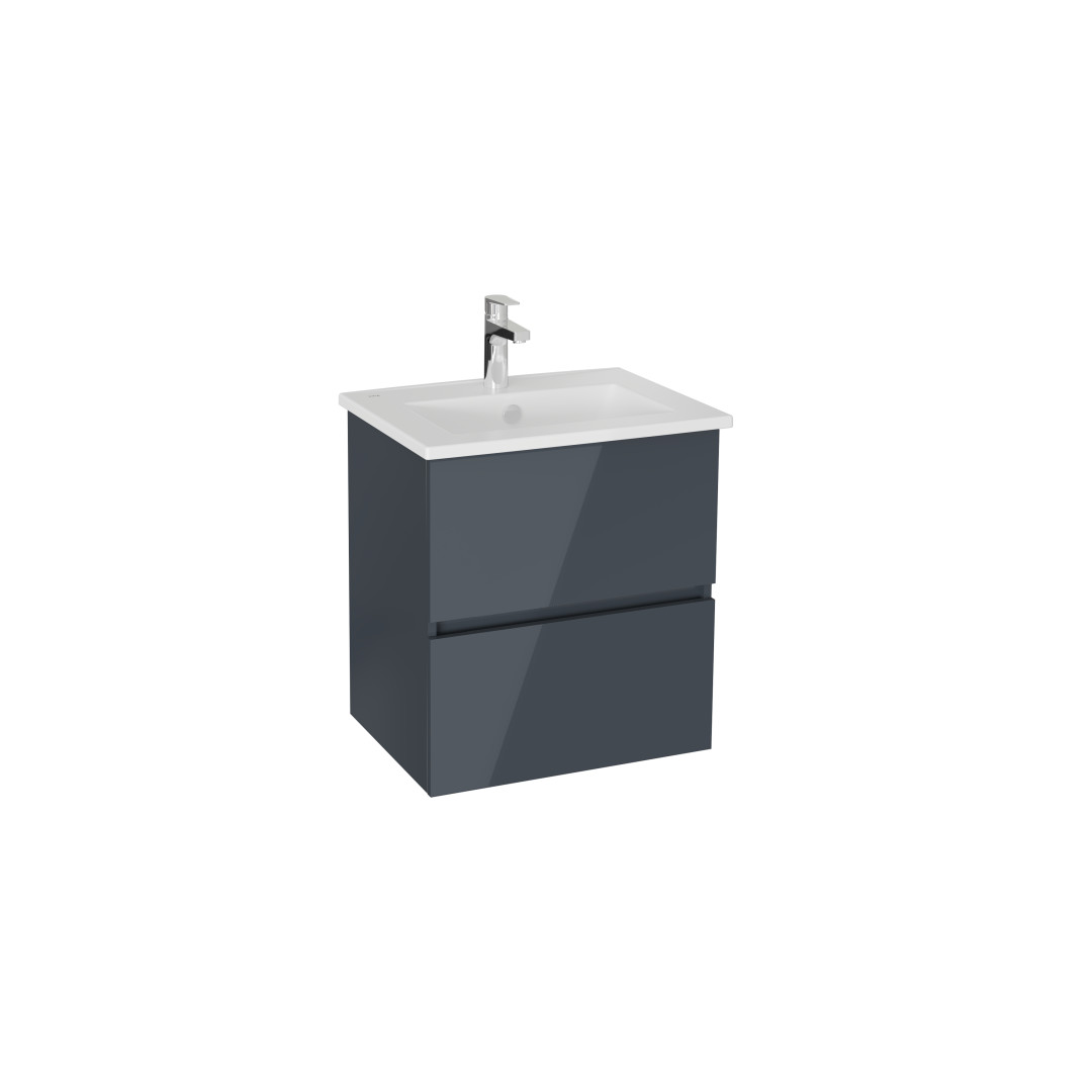 Mia 69729 - Vitra Mia Plus Square 60cm 2 Çekmeceli  Lavabo Dolabı, Parlak Antrasit