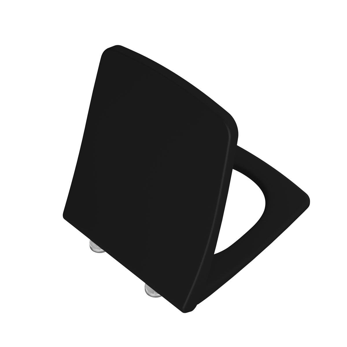 132-083R009-Vitra Metropole Slim Etekli Soft Klozet kapağı Duroplast - Mat Siyah
