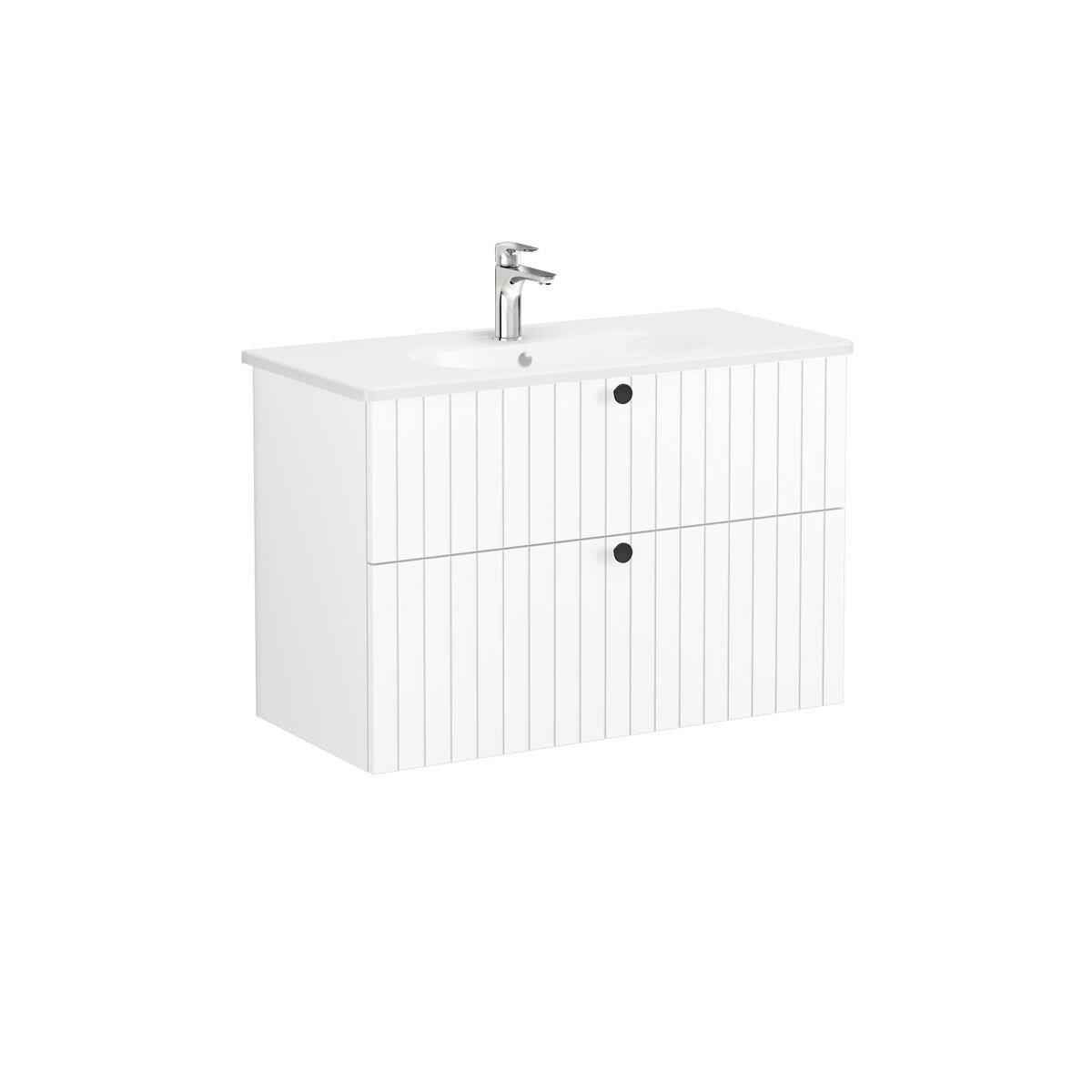 69457-Vitra Root Groove Lavabo Dolabı 2 Çekmeceli 100 cm Beyaz