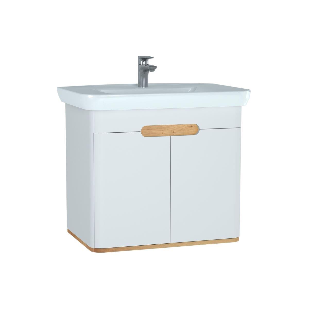 60785-Vitra Sento 80 Cm Lavabo Dolabı - Kapaklı Led Aydınlatmalı , Ayaksız - Mat Beyaz