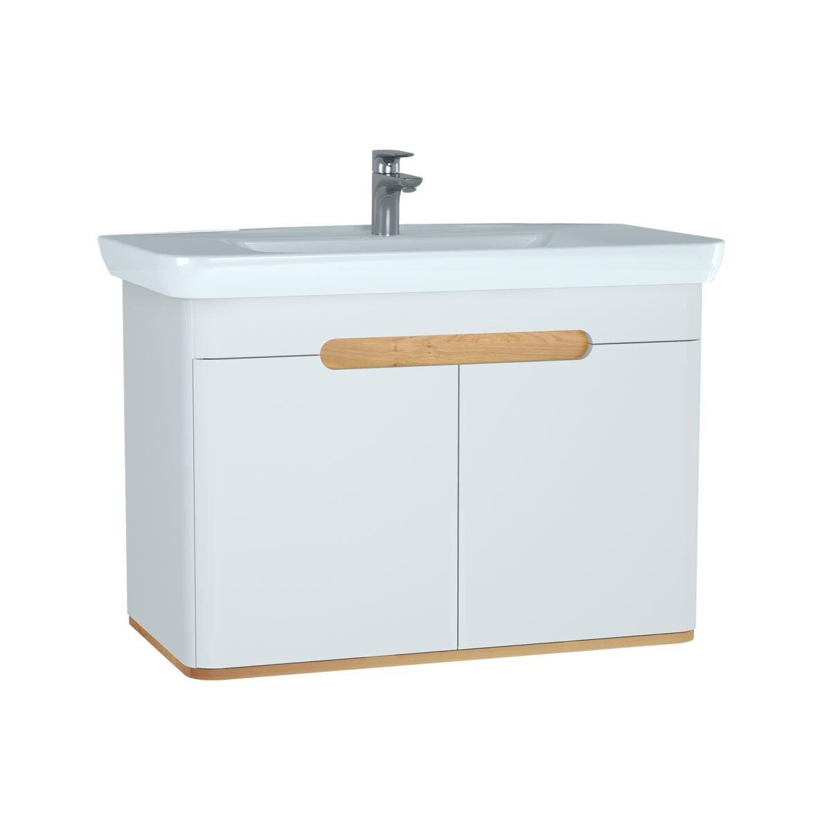 60787-Vitra Sento Lavabo Dolabı 100 Cm Kapaklı - Mat Beyaz