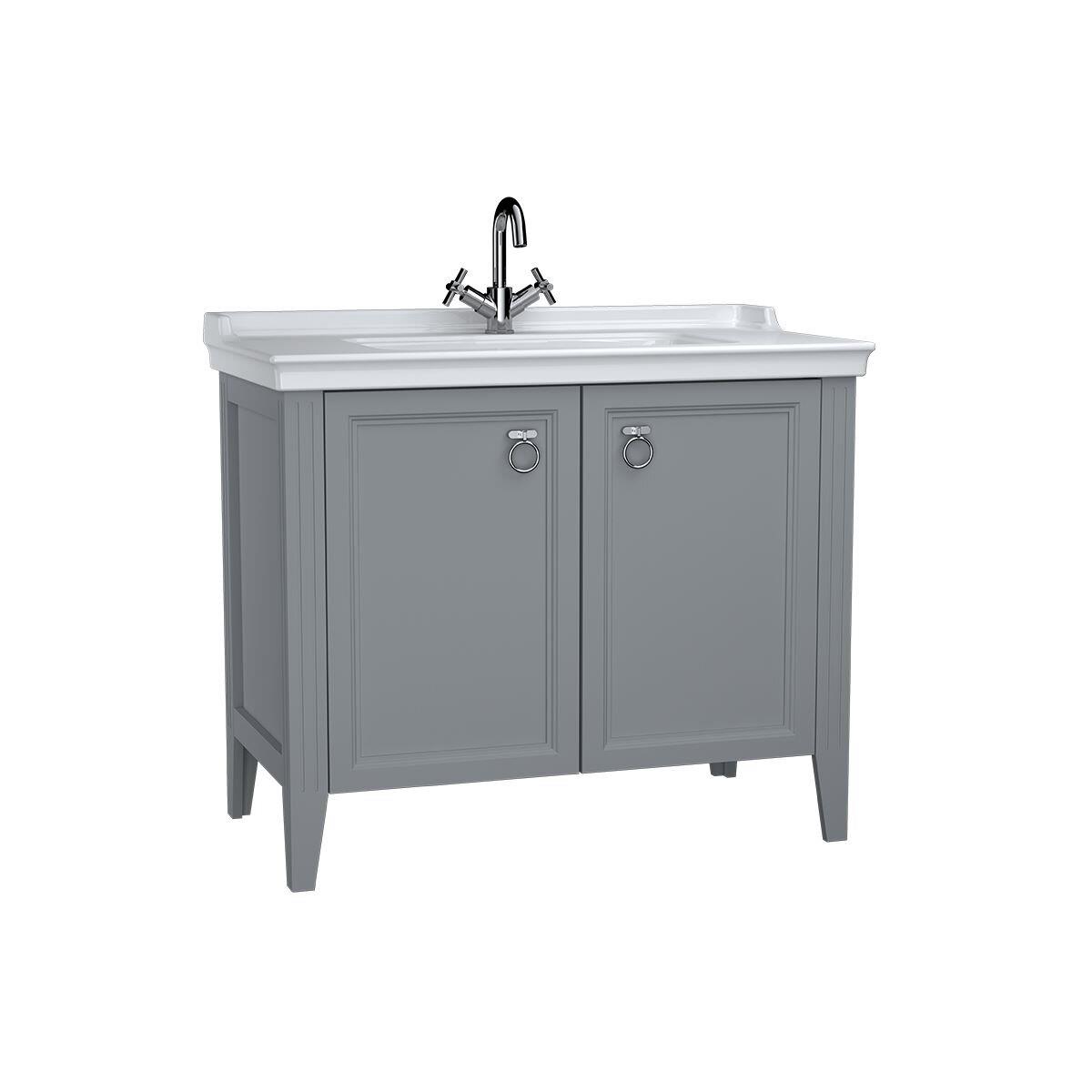 62157-Vitra Valarte Lavabo Dolabı - 100 cm  Kapaklı - Mat Gri