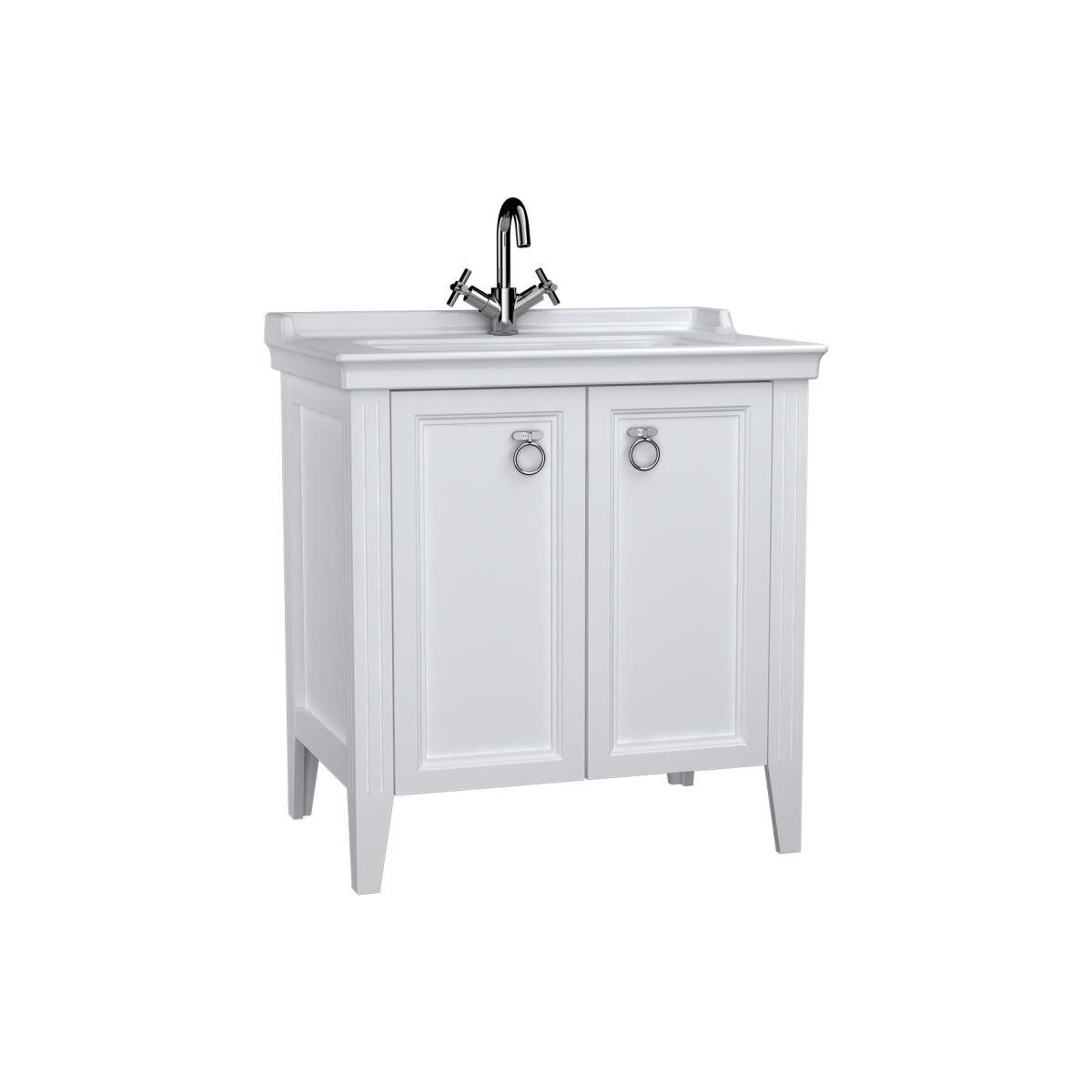 62153-Vitra Valarte Lavabo Dolabı - 80 cm Kapaklı Etajer - Beyaz