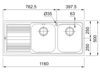 101.0150.821-Franke 101.0150.821 Paslanmaz Çelik Evye Logica Line LLX 621 2 Gözlü Damlalıklı - Sol