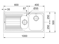 101.0656.162-Franke Paslanmaz Çelik Eviye Logica Line LLL 651 1.5 Gözlü Damlalıklı Dekorlu - Sol