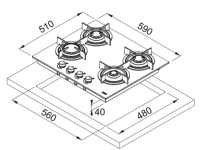 106.0374.280-Franke Ocak Crystal FHCR 604 4G HE BK C