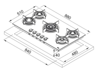 106.0374.288-Franke Ocak Crystal FHCR 905 4G TC HE BK C