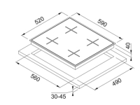 106.0489.940-Franke Ocak Glass Linear Square FHNS 604 4G BK C Siyah Cam