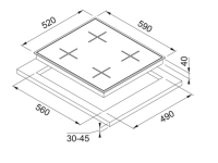 106.0489.961-Franke Ocak Glass Linear Square FHNS 604 4G WH C Beyaz Cam