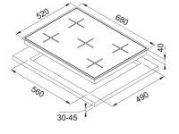 106.0490.102-Franke Ocak Glass Linear Square FHNS 705 4G TC BK C Siyah Cam