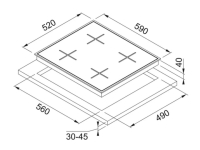 106.0490.177-Franke Ocak New Glass Linear FHNG 604 4G TC  BK C Siyah Cam