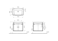 60809 - Vitra Sento Lavabo Dolabi, 80 cm, kapakli, ayaksiz, Mat Antrasit