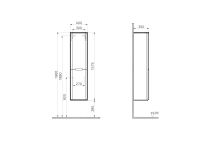 60848-Vitra Sento 40 cm Boy Dolap, Ayaksız, Mat Beyaz, Sağ