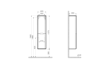 60862-Vitra Sento Boy Dolap - 40 cm Ayaksız Sol - Mat Antrasit