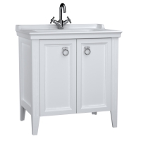62153-Vitra Valarte Lavabo Dolabı - 80 cm Kapaklı Etajer - Beyaz