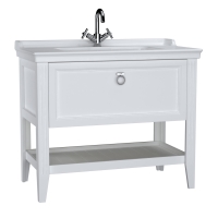 62183-Vitra Valarte Lavabo Dolabı 100 cm Çekmeceli Etajerli Lavabolu Mat Beyaz