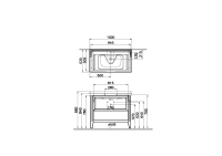 62183-Vitra Valarte Lavabo Dolabı 100 cm Çekmeceli Etajerli Lavabolu Mat Beyaz