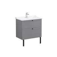 68871-Vitra Root Classic Lavabo Dolabı İki Çekmeceli 80 cm Mat Gri Klasik Lavabolu