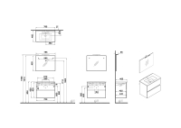 69801- Vitra Mia Plus Square Banyo Dolabı Seti 80cm İki Çekmeceli Lavabo Dolabı Düz Ayna, Cordoba