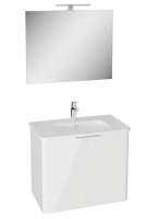 69822 - Vitra Mia Plus Round Banyo Dolabı Seti 80cm İki Kapaklı Lavabo Dolabı Düz Ayna, Parlak Beyaz