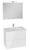69826 - Vitra Mia Plus Round Banyo Dolabı Seti 80cm İki Çekmeceli Lavabo Dolabı Düz Ayna, Parlak Beyaz
