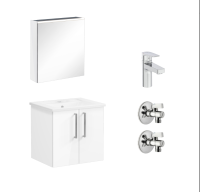 72162 - Vitra Root Flat Set 60cm 2 Kapaklı Köşeli Lavabolu (Lavabo Bataryası Dahil), Beyaz