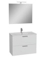 75024-Vitra Mia Aynalı Aydınlatmalı Dolap Seti - 2 Çekmeceli 80 cm - Parlak Beyaz