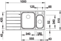 522104-Blanco Paslanmaz Çelik Eviye Axis III 6 S - IF - Cam Kesme Tahtalı - Sol Damlalıklı