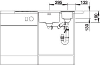 522104-Blanco Paslanmaz Çelik Eviye Axis III 6 S - IF - Cam Kesme Tahtalı - Sol Damlalıklı