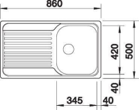 511942-Blanco Paslanmaz Çelik Eviye Tipo 45 S