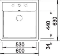 514486-Blanco Seramik Eviye Panor 1 Delikli - Kristal Beyaz