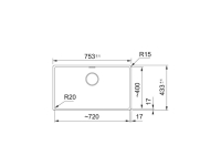 125.0688.498-Franke Fragranit Evye Maris MRG 110-72 Stone Grey Tek Gözlü Damlalıksız Bx