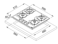 Franke Ocak Maris FHMA 604 4G ML E Inox + Black Glass