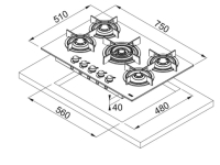 106.0374.283-Franke Ocak Crystal FHCR 755 4G TC HE BK C