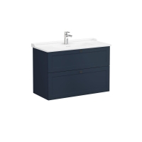 68895-Vitra Root Classic Lavabo Dolabi İki Çekmeceli 100 cm Mat Lacivert Klasik Lavabolu