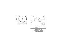 Vitra Geo Çanak Lavabo - Oval 55x40 cm Armatür Deliksiz , Su Taşma Delikli - Beyaz