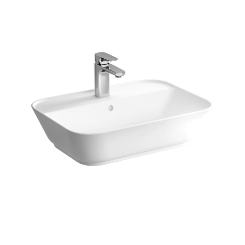 Vitra Geo Çanak Lavabo - Dikdörtgen 60x43 cm Tek Armatür Delikli, Su Taşma Delikli - Beyaz