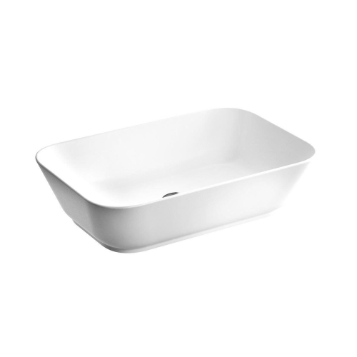 Vitra Geo Çanak Lavabo - Dikdörtgen 60x39 cm Armatür Deliksiz , Su Taşma Deliksiz - Beyaz
