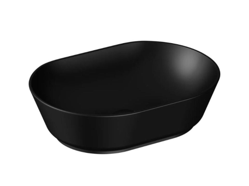 Vitra Geo Oval Çanak Lavabo - Armatür Deliksiz Su Taşma Deliksiz 55 cm - Mat Siyah