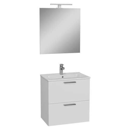 Vitra Mia Aynalı Aydınlatmalı Dolap Seti - 2 Çekmeceli 60 cm- Parlak Beyaz