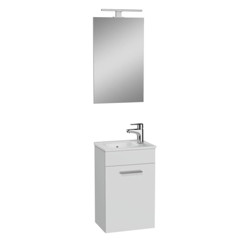 Vitra Mia Banyo Dolabı Seti - 40cm Parlak Beyaz , Kapaklı - Lavabo Dolabı + Düz Ayna