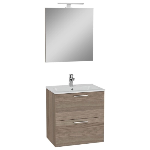 Vitra Mia Aynalı Aydınlatmalı Dolap Seti - 2 Çekmeceli 60 cm- Cordoba