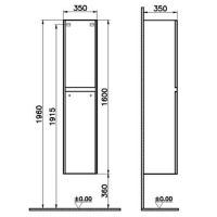 Vitra S50+ Boy Dolabı - 35 cm 2 Kapaklı Sol Açılır - Altın Kiraz