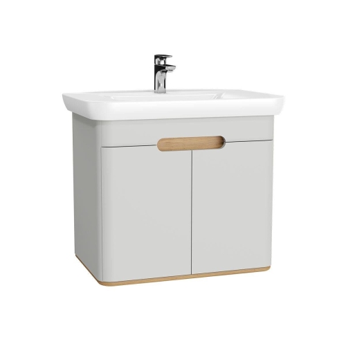 Vitra Sento Lavabo Dolabı - 80 cm Kapaklı Etajer Ayaksız - Mat Açık Gri
