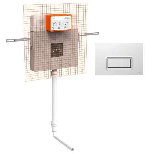 Vitra V8 Gömme Rezervuarlı  Helataşı Set ( Parlak Panel ) (768-1700-01 + 740-0680)